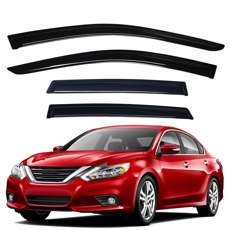 Lightronic Extra Durable Outside-Mount Auto Vent Window Visor, Fits 2013-2018 Nissan Altima (Sedan), UV Protection Rain Guard, Original Wind Deflector, No-Drill Easy Install, Dark Smoke, 4-Pcs - Image 1